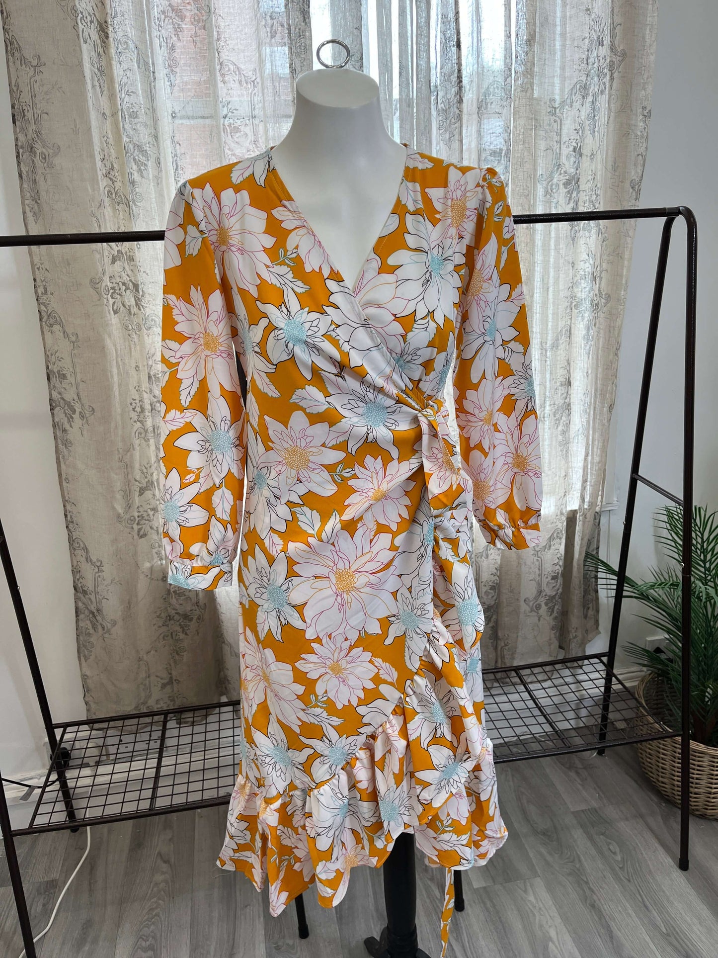 Floral Frill Detail Wrap Dress
