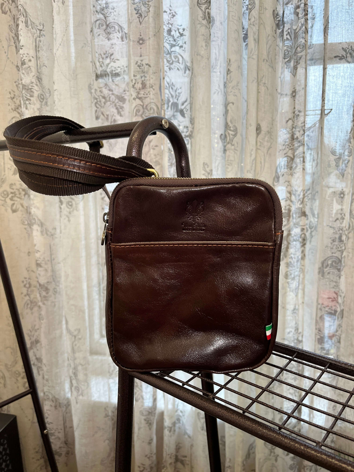 Tamponato Leather Slim Square Unisex Crossbody Bag