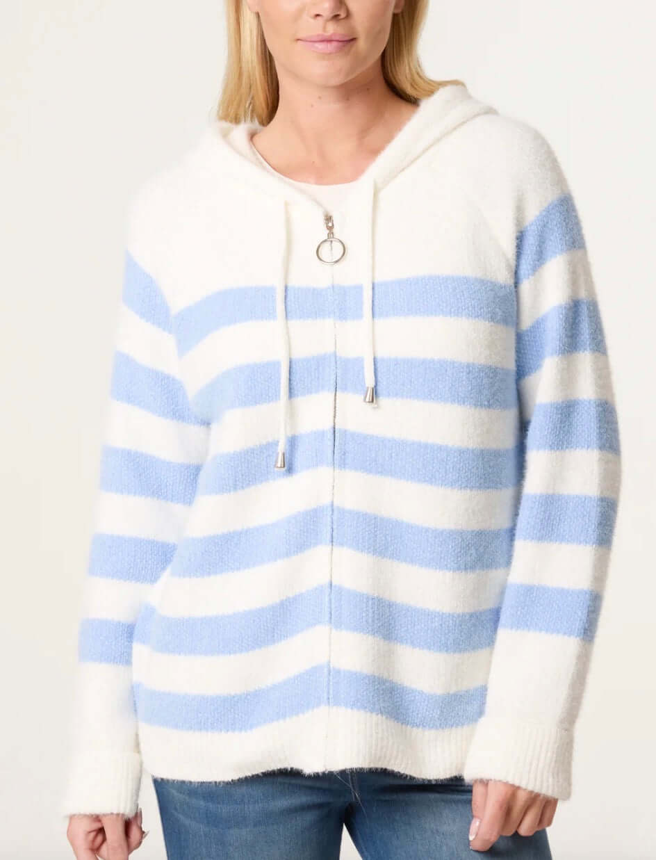 Cosy Zip Striped Hoodie