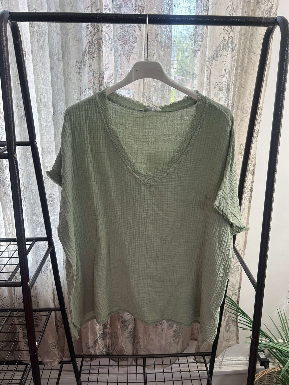 Lottie Cheesecloth V Neck Top