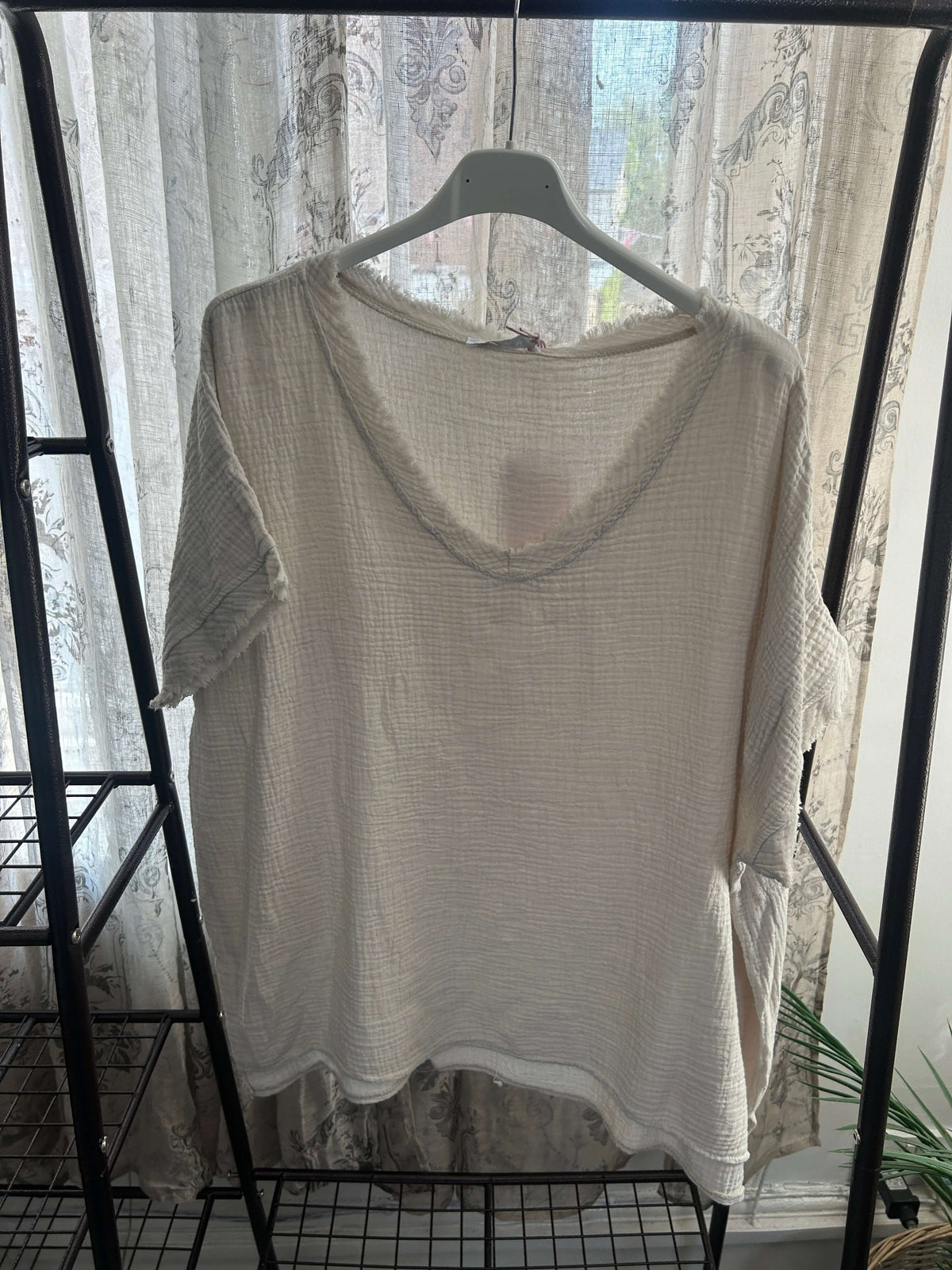 Lottie Cheesecloth V Neck Top