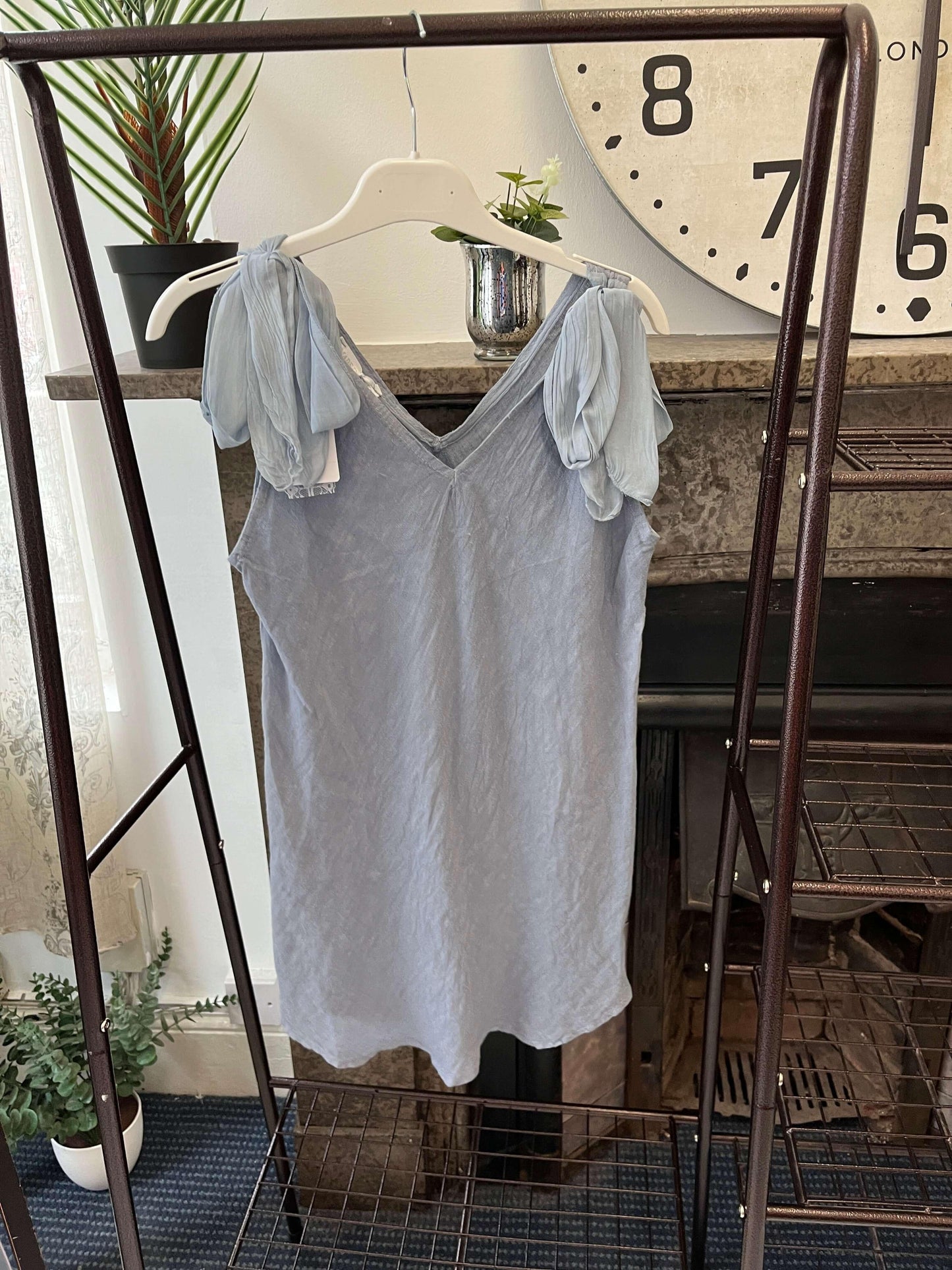 Handkerchief Hem Cotton Vest Top with Silky Tie Straps