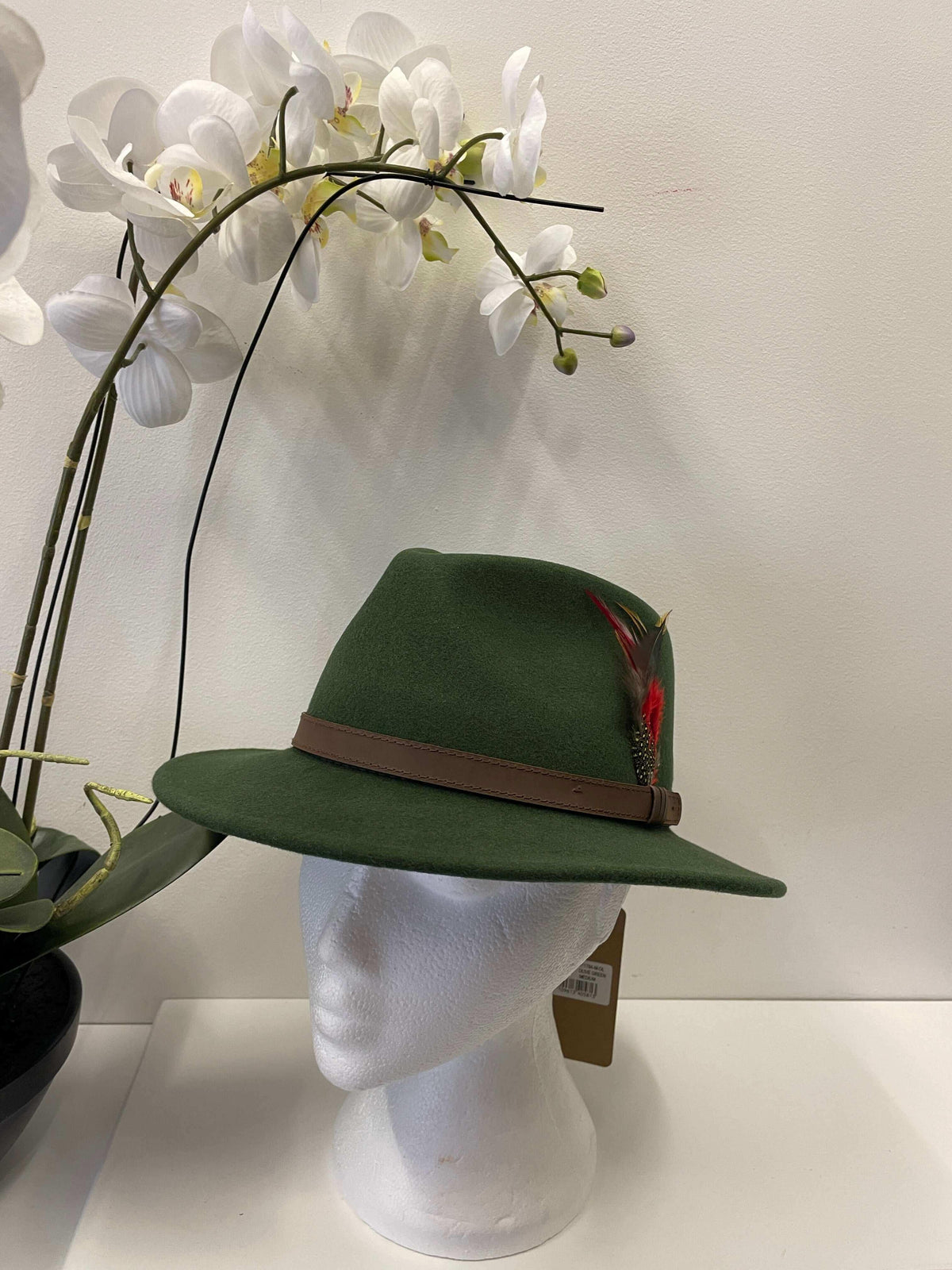 Structured Fedora with Feather Detail