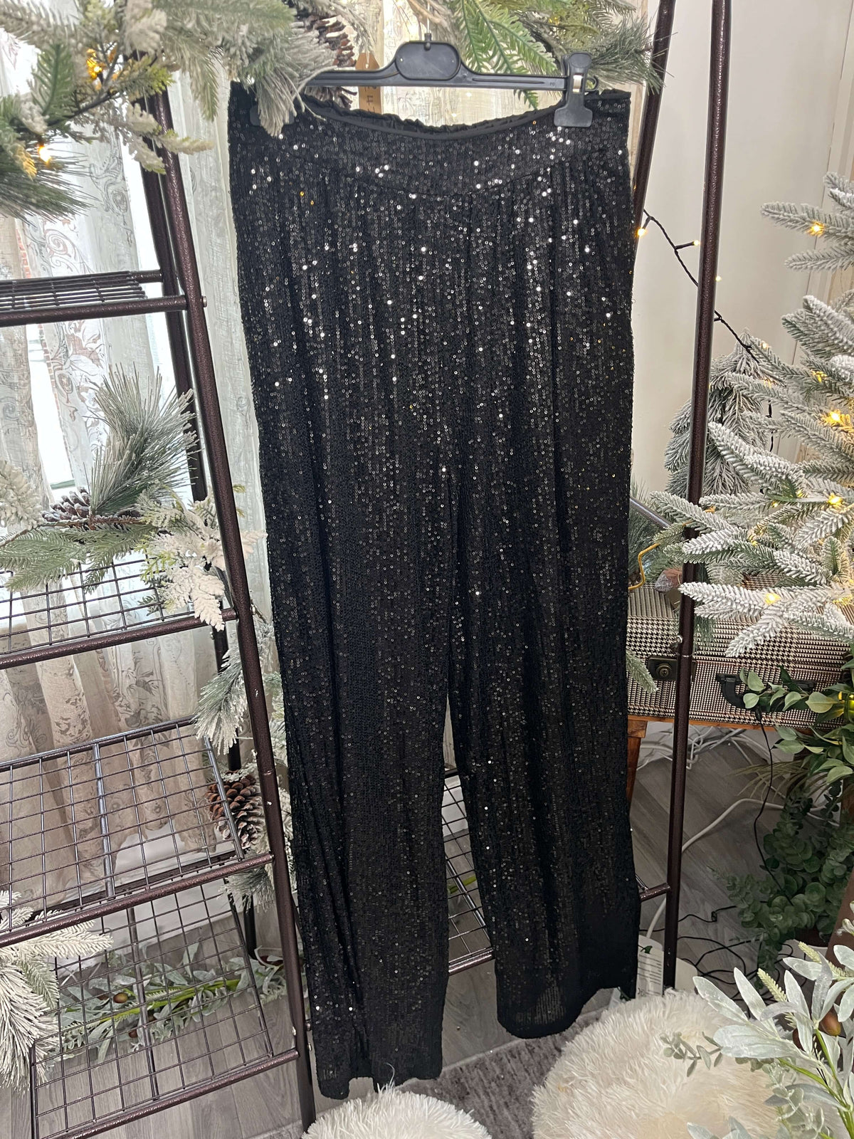 Ladies Black Sequin Trouser