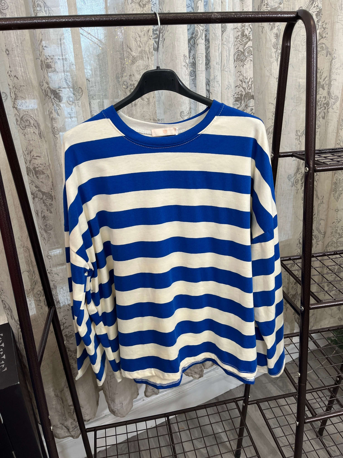 Ladies round neck bold stripe lightweight Sweatshirt
