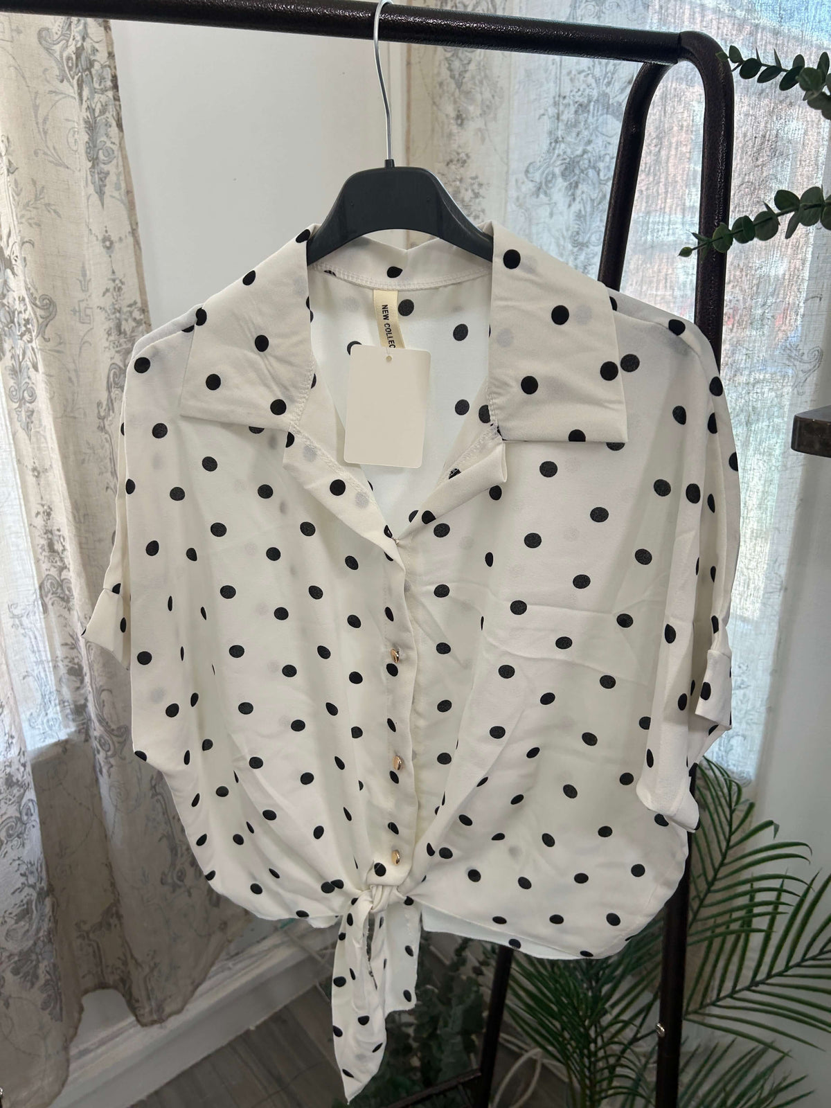 Polka Dot Tie Front Shirt