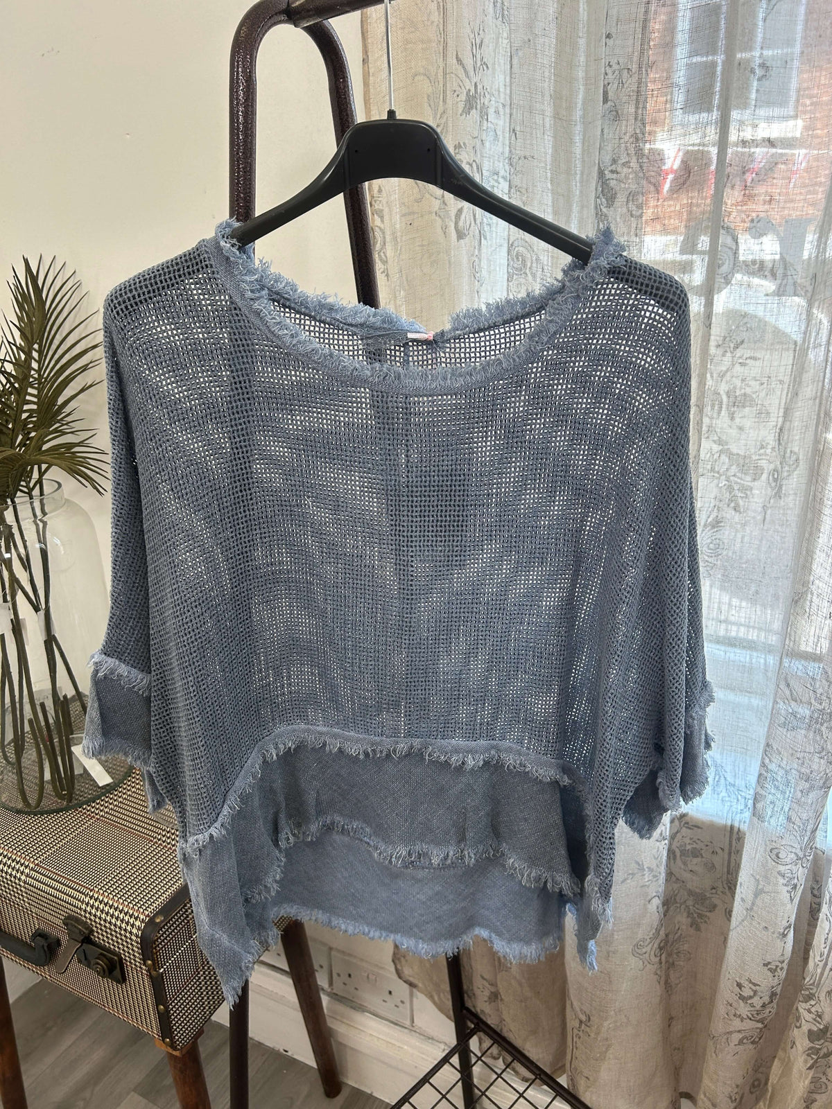 Valarie Fringe Detail Waffle Top