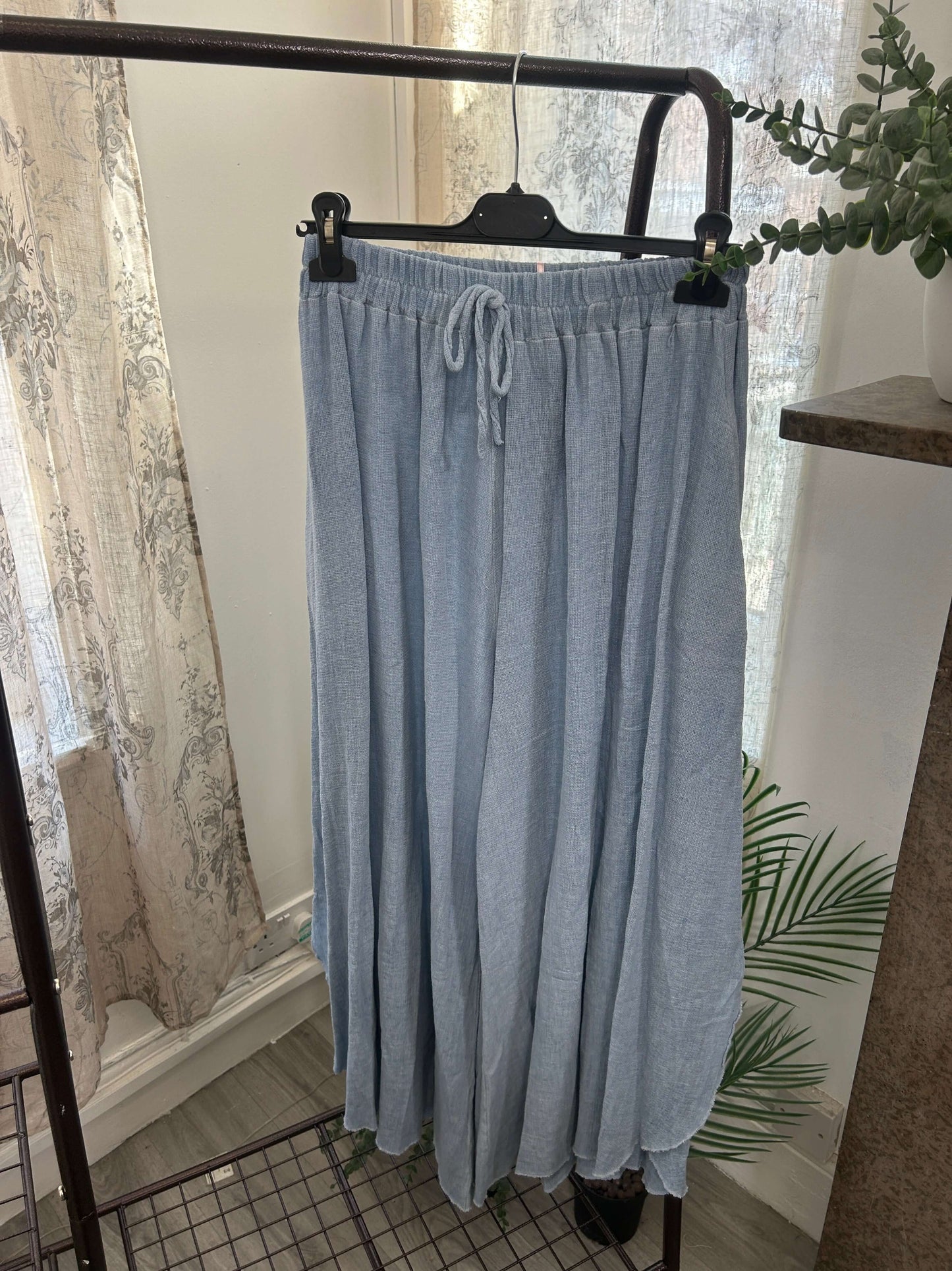 Maevry Linen Blend Waffle Palazzo