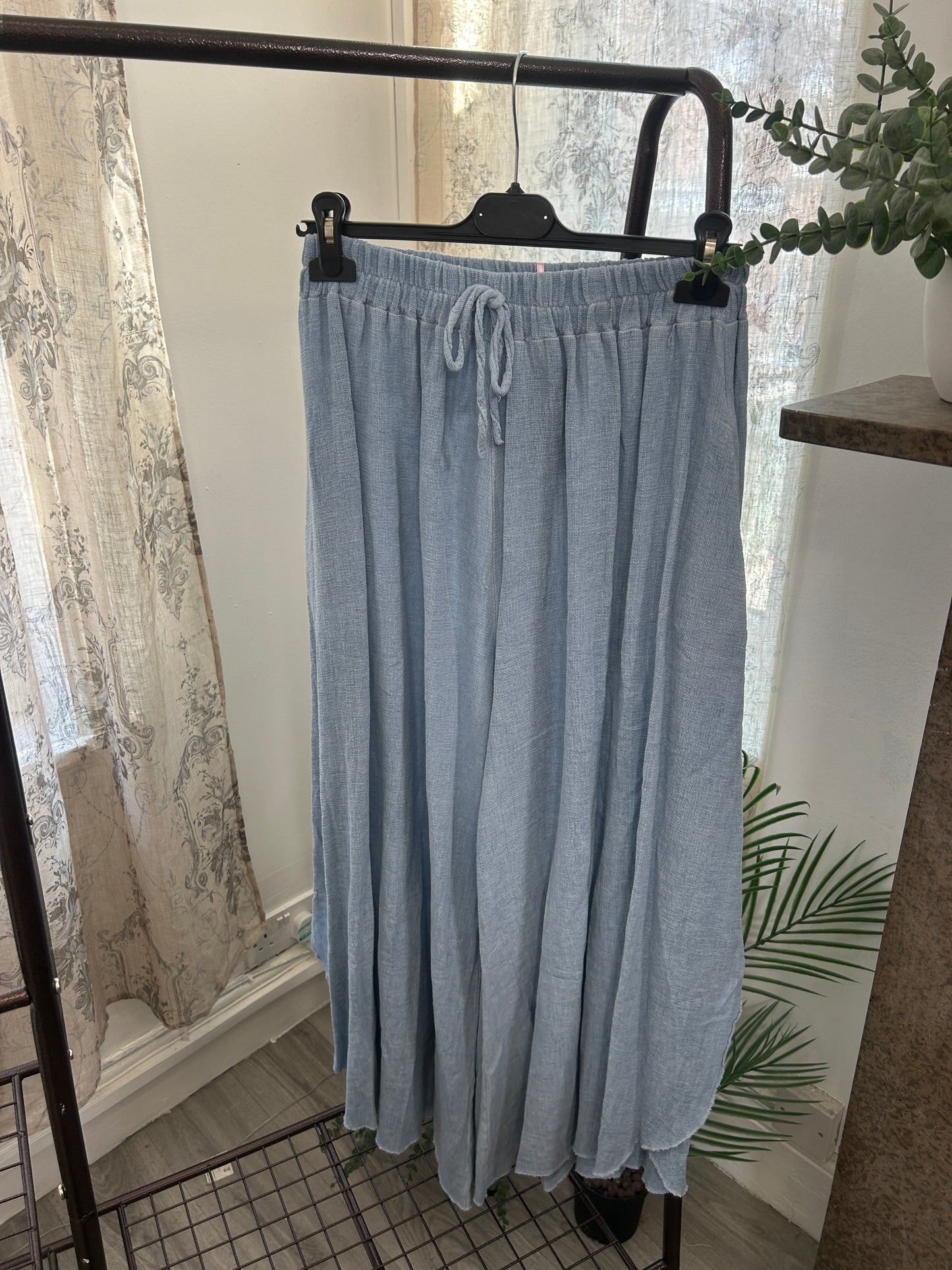 Maevry Linen Blend Waffle Palazzo