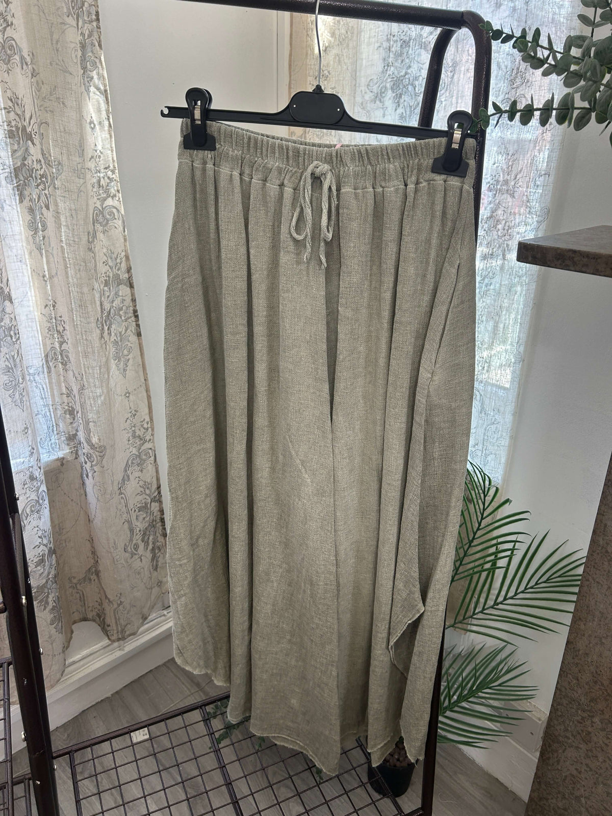 Maevry Linen Blend Waffle Palazzo
