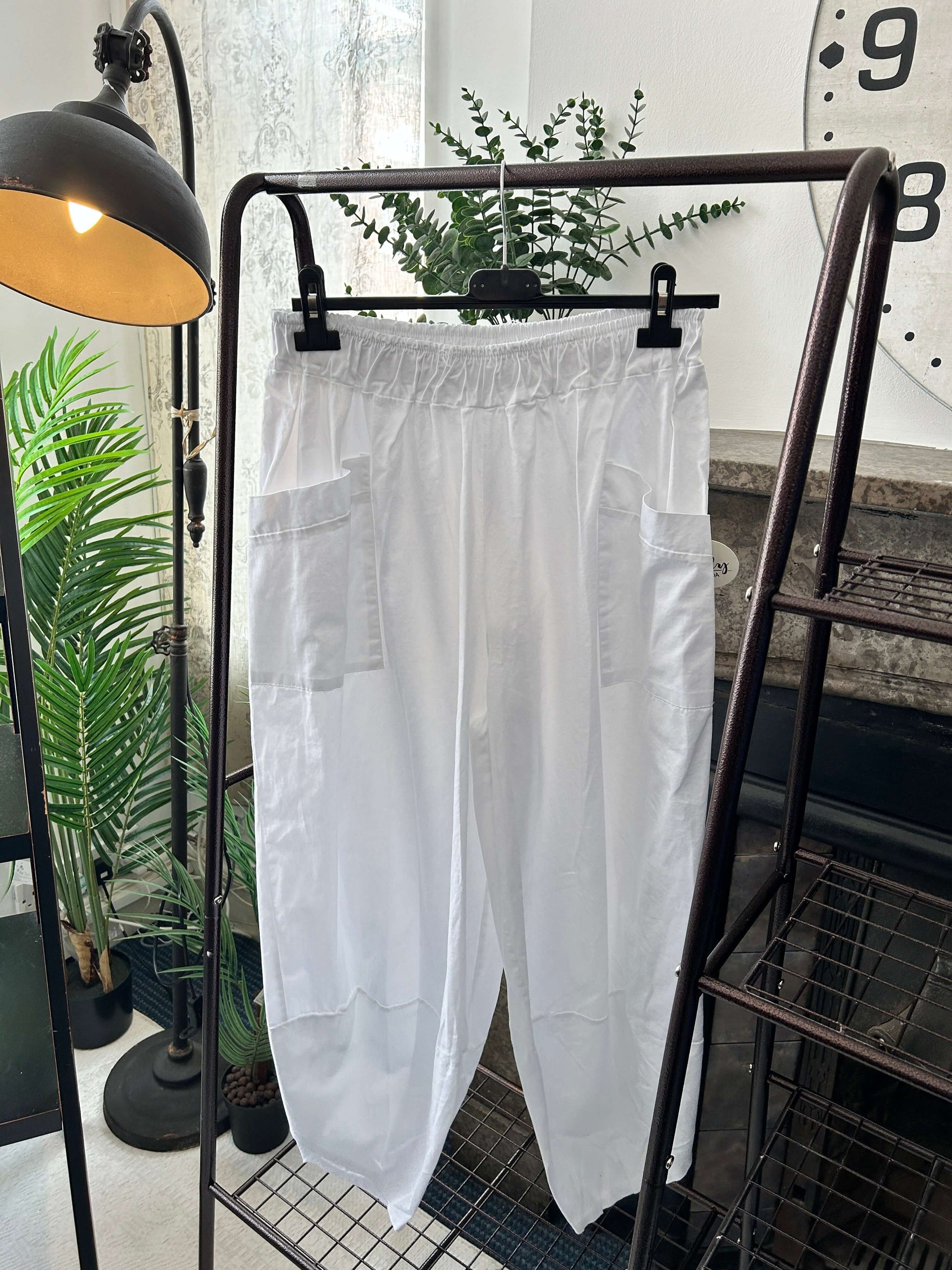 Vienna Cropped Elasticated Waist Cotton Trouser