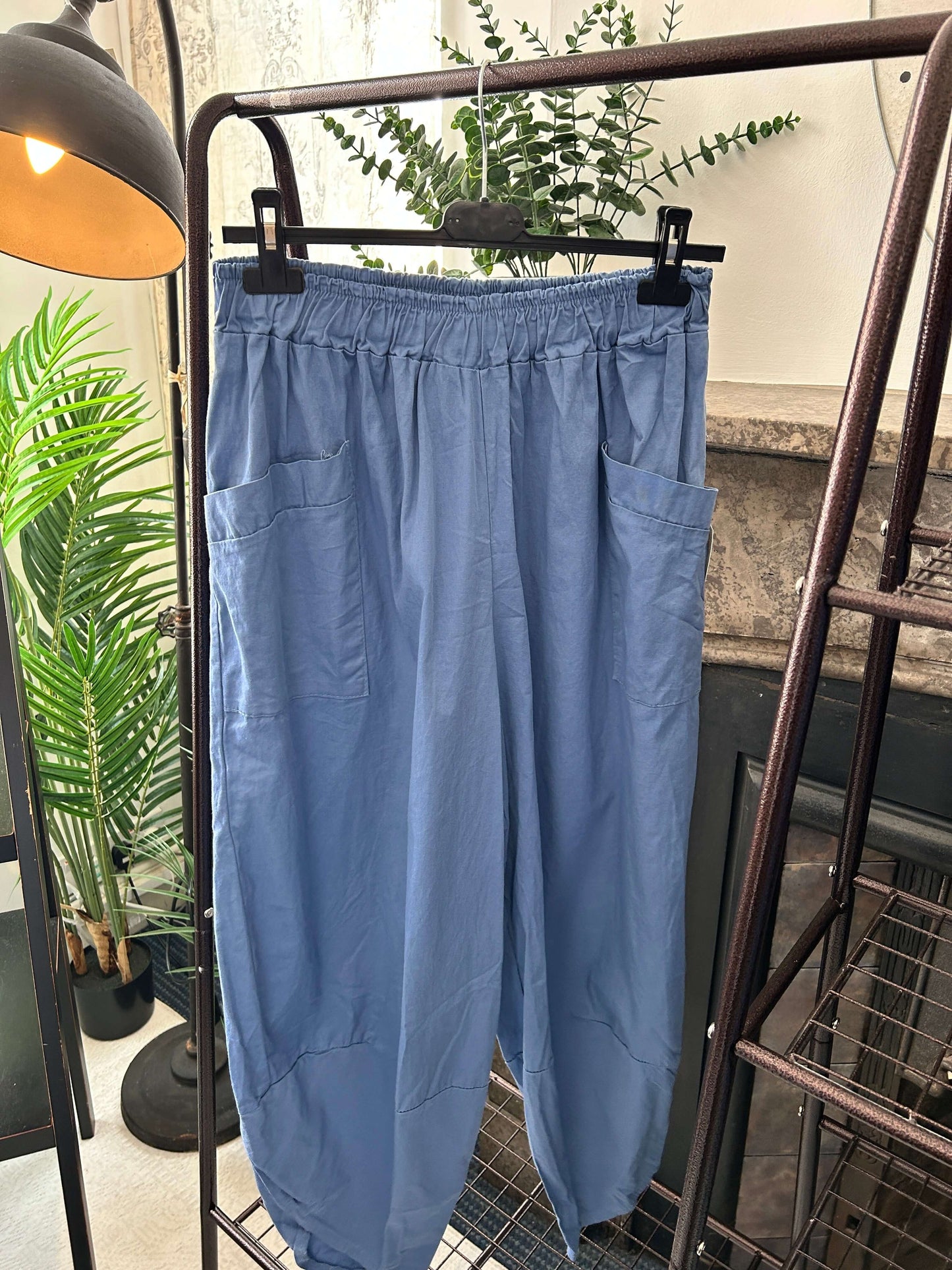 Vienna Cropped Elasticated Waist Cotton Trouser