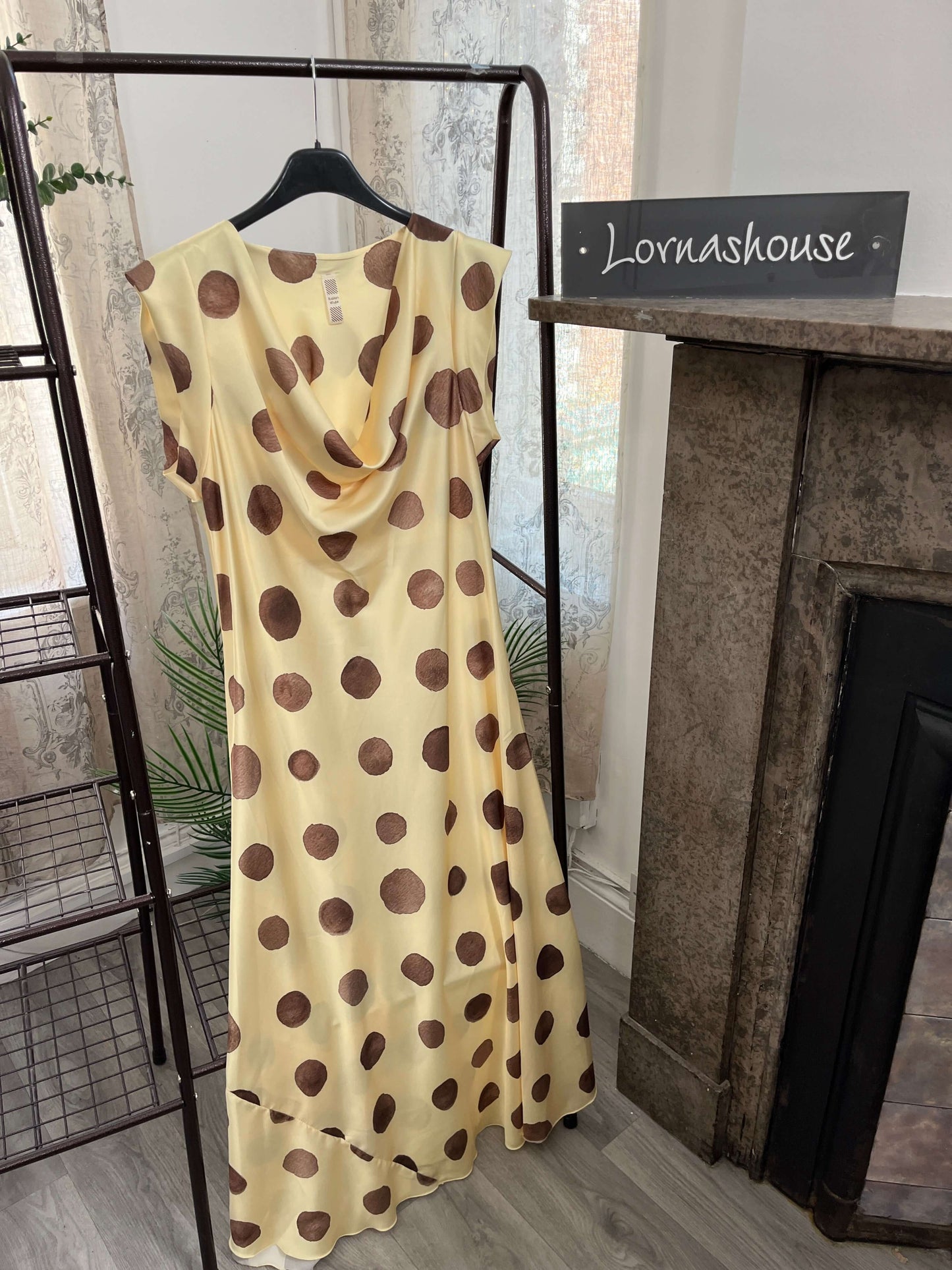 Satin Polka Dot Cap Sleeve Maxi Dress