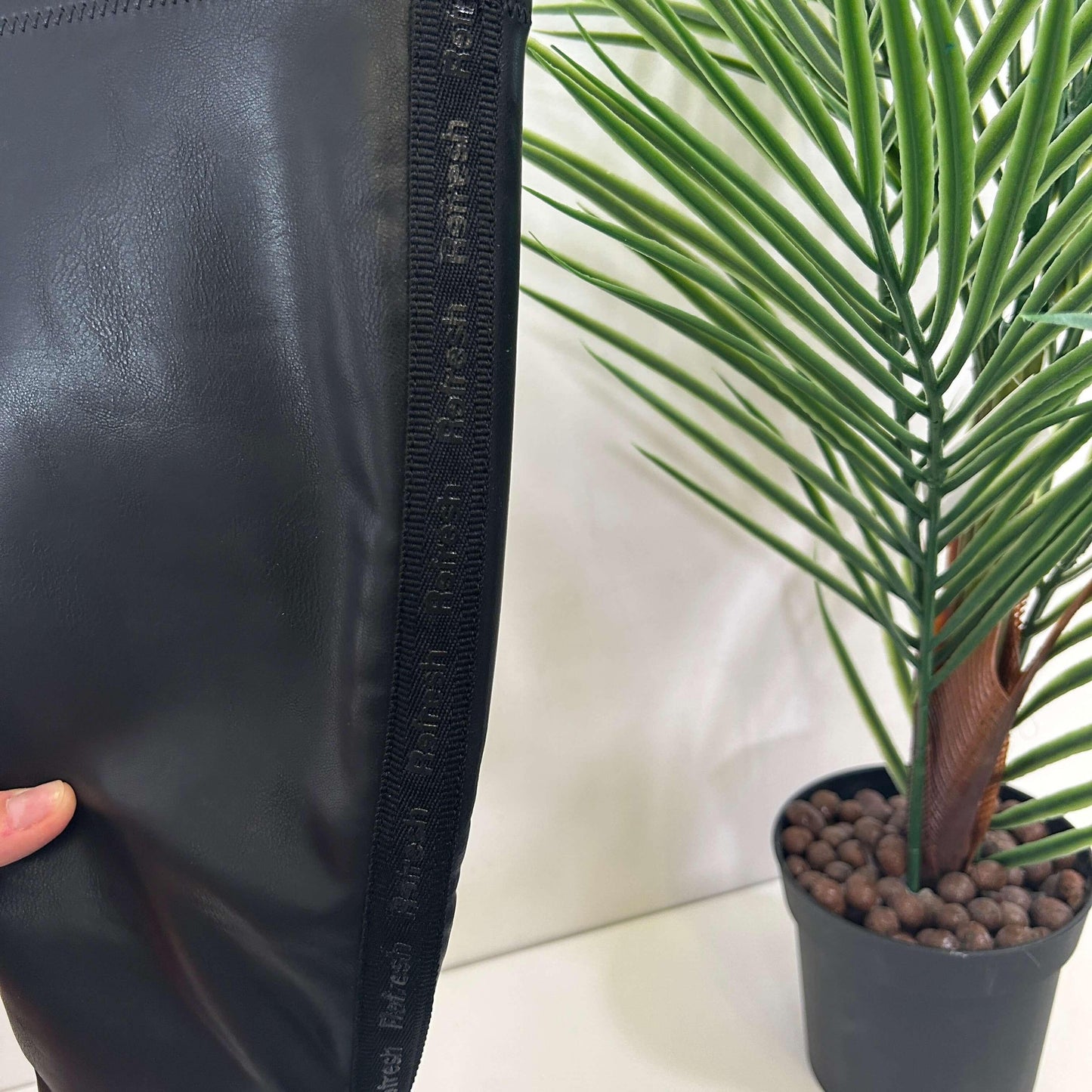 Refresh Chunky Black Leatherette Tall Ladies Boots