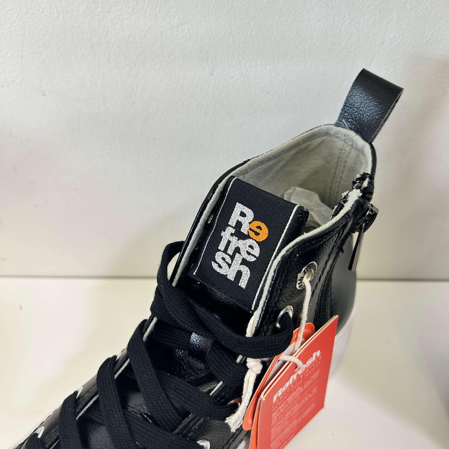 Refresh Black Faux Leather High Top Trainers