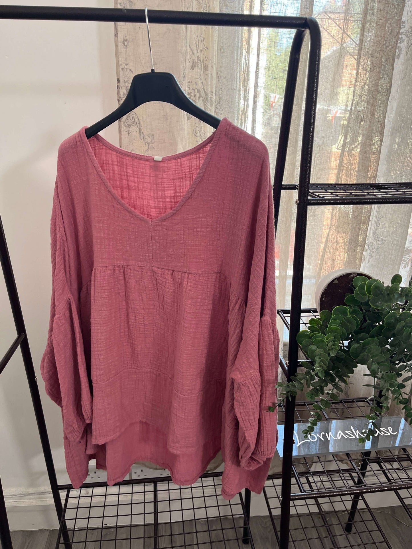 Cheesecloth V Neck Floaty Smock Blouse