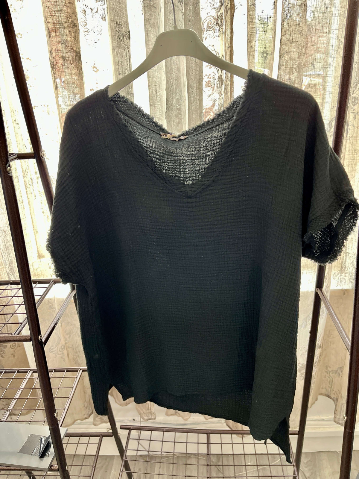 Lottie Cheesecloth V Neck Top