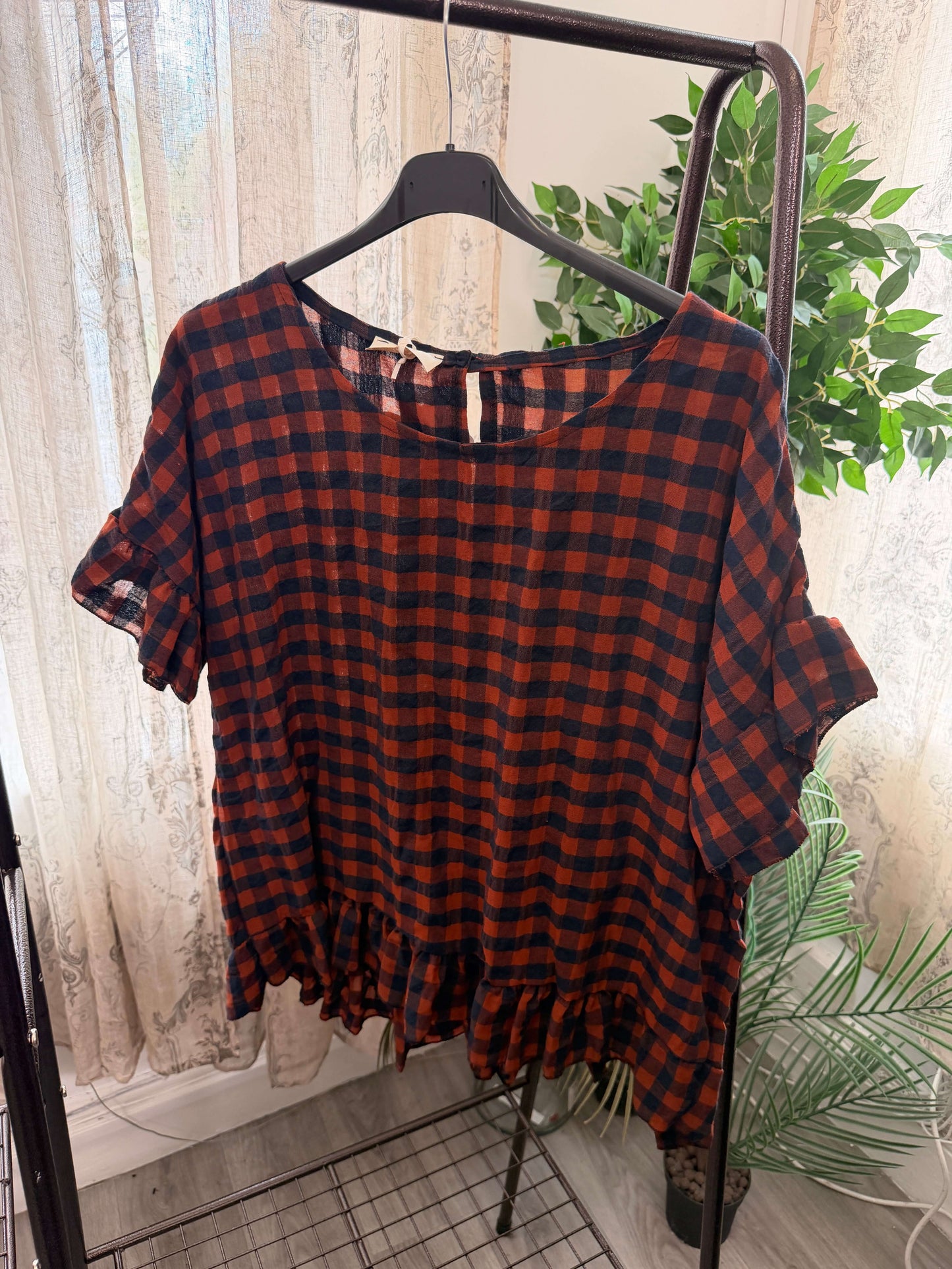 Nia Frill Detail Gingham Top