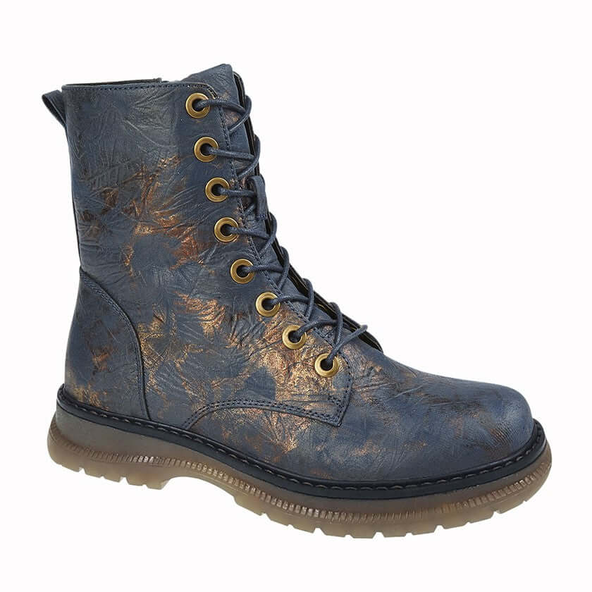 Cipriata 'Annetta' Lace Up Ladies Boots - Navy/Bronze