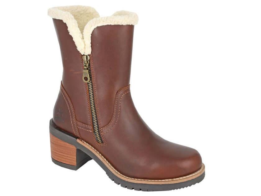 Ladies Brown Leather Twin Zip Ankle Boot