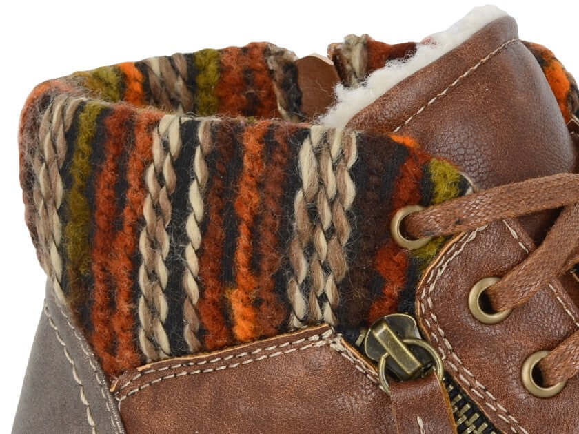 Ladies Brown Twin Zip 6 Eyelet Ankle Boot - Erte