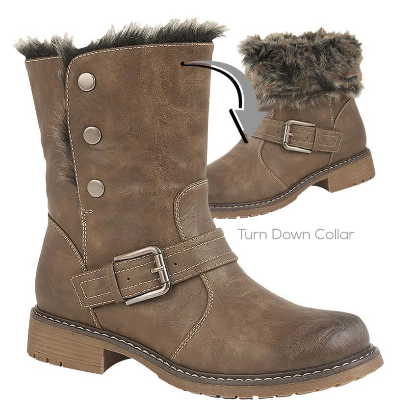 Andreana Press Stud Fold Down Biker Style Ankle Boot