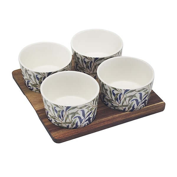 William Morris Willow Bough 4 Snack Bowls on Tray