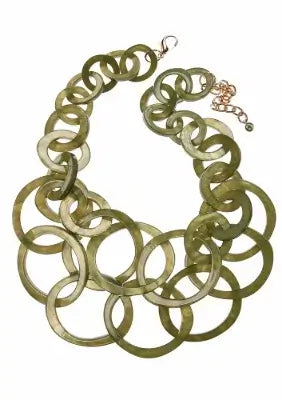 Acrylic Links Statement Necklace - Olive
