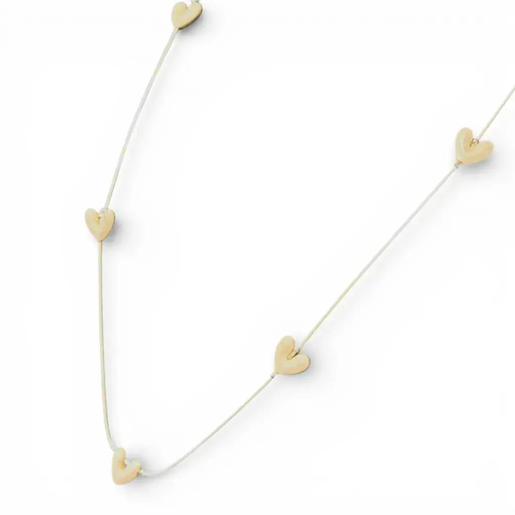 Jess & Lou - Heart Pearlescent Necklace White