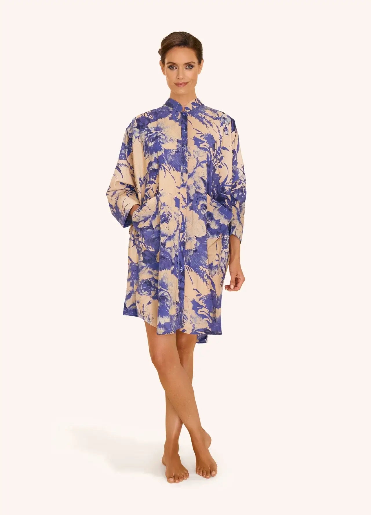 Powder Design Oversized Shirt Dress - China Blue Blooms