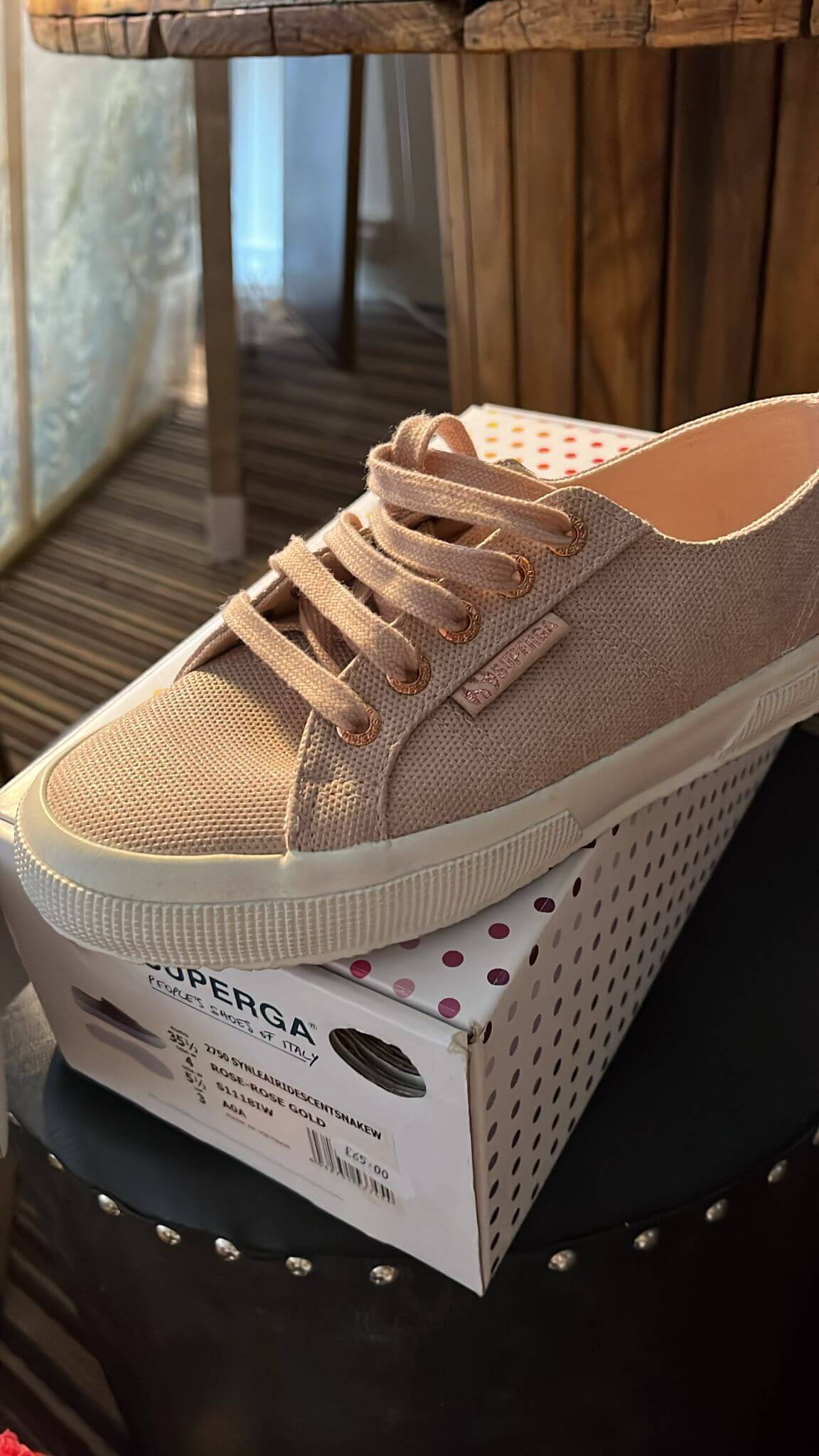 Superga Rose Gold Iridescent Trainer - Size 3