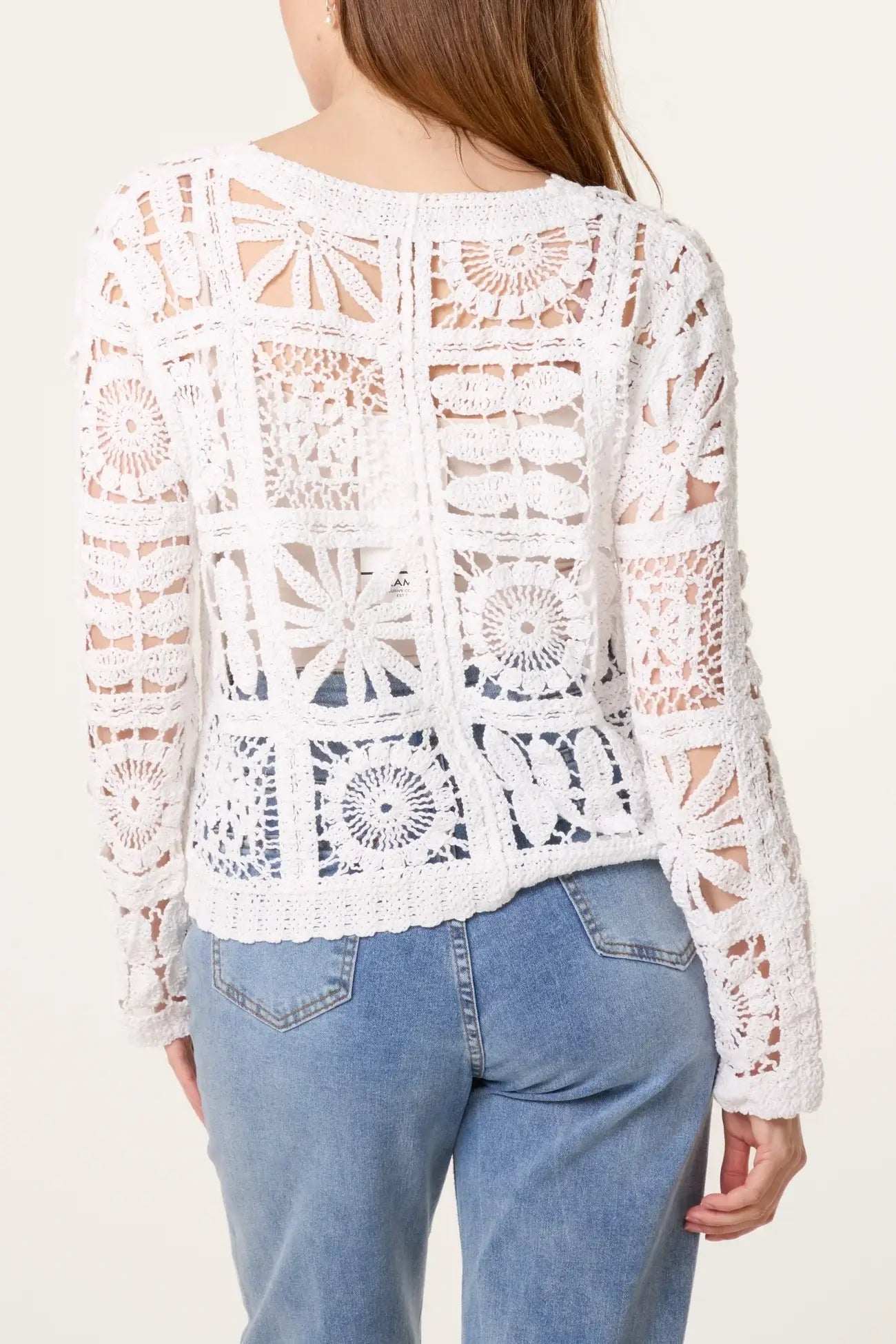 Patchwork Crochet V-Neck Cardigan