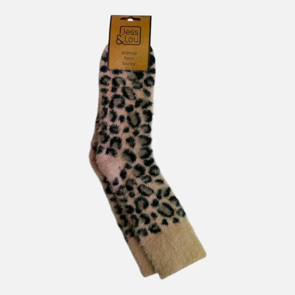 Jess & Lou - Fluffy Leopard Print Socks