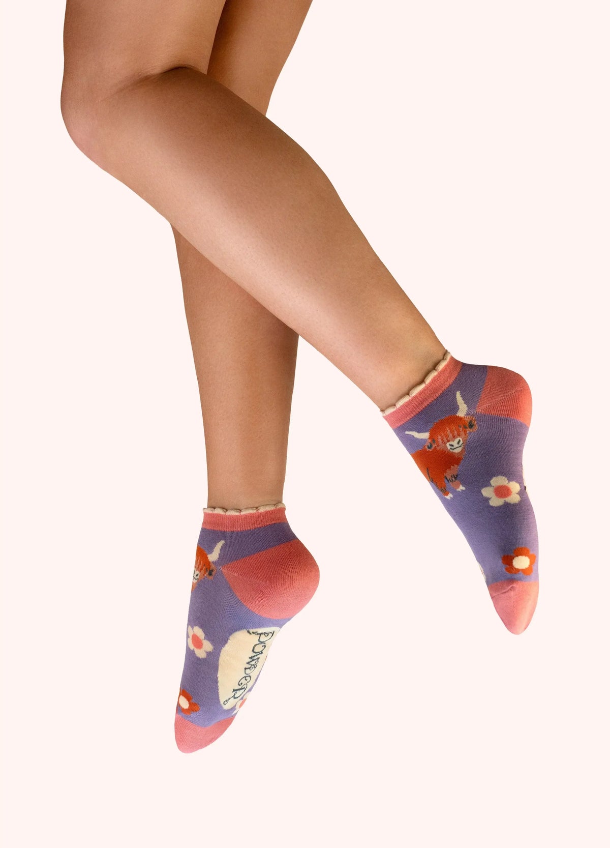 Powder Design Ladies Trainer Socks - Highland Cow