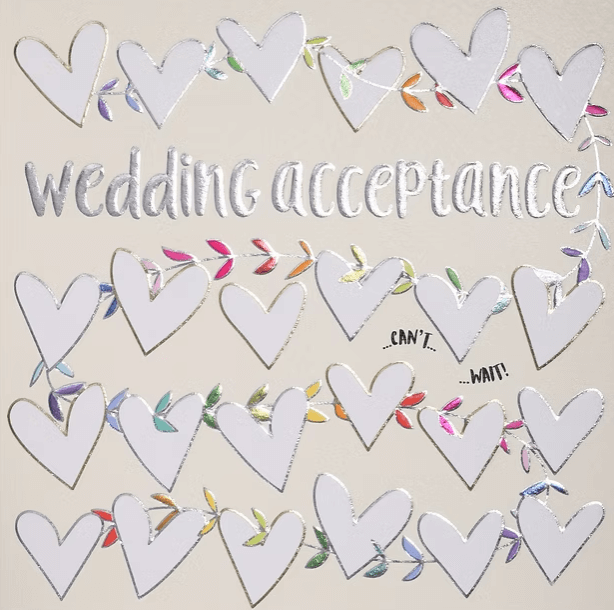 Wendy Jones-Blackett Wedding Acceptance Card
