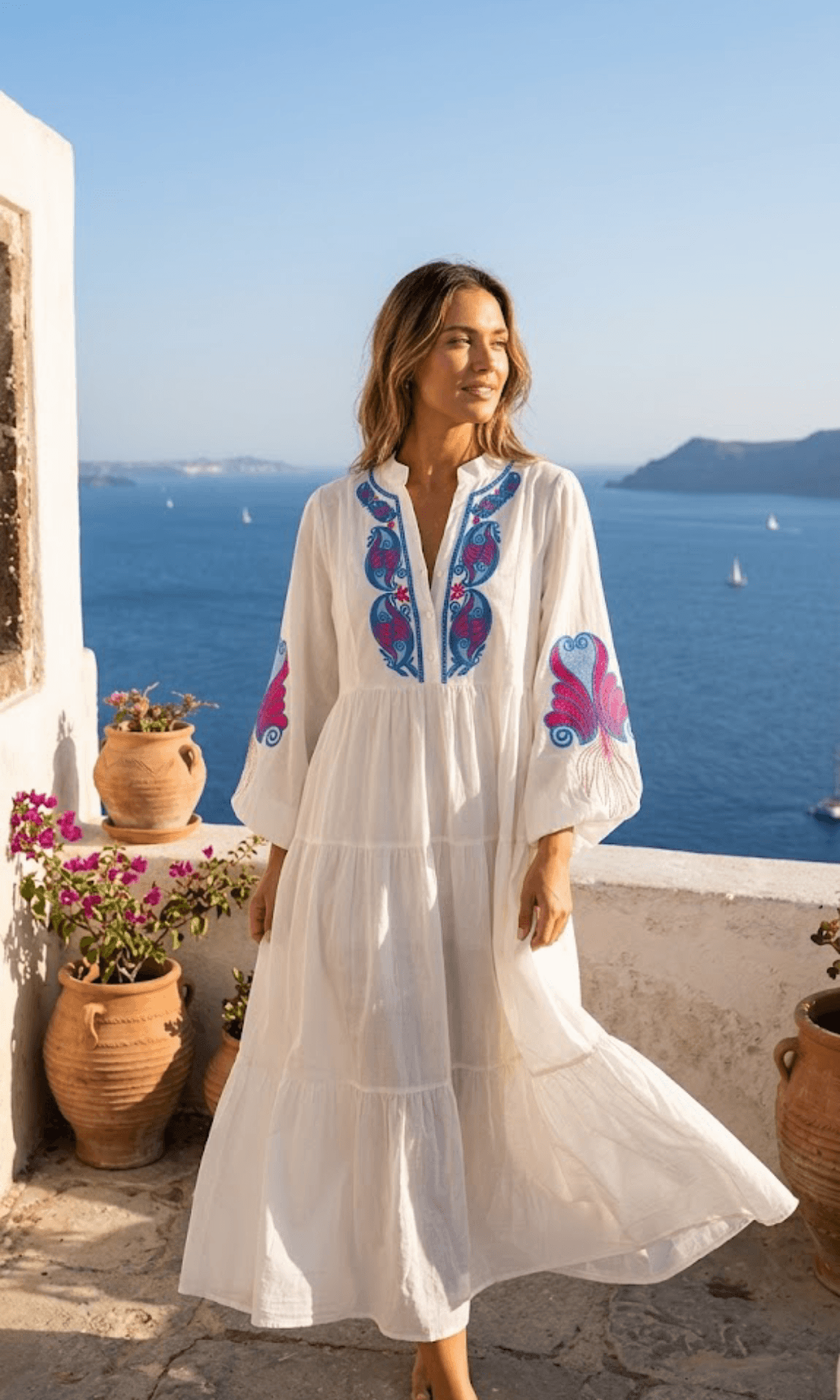 Amalfi Azure Embroidered Maxi Dress