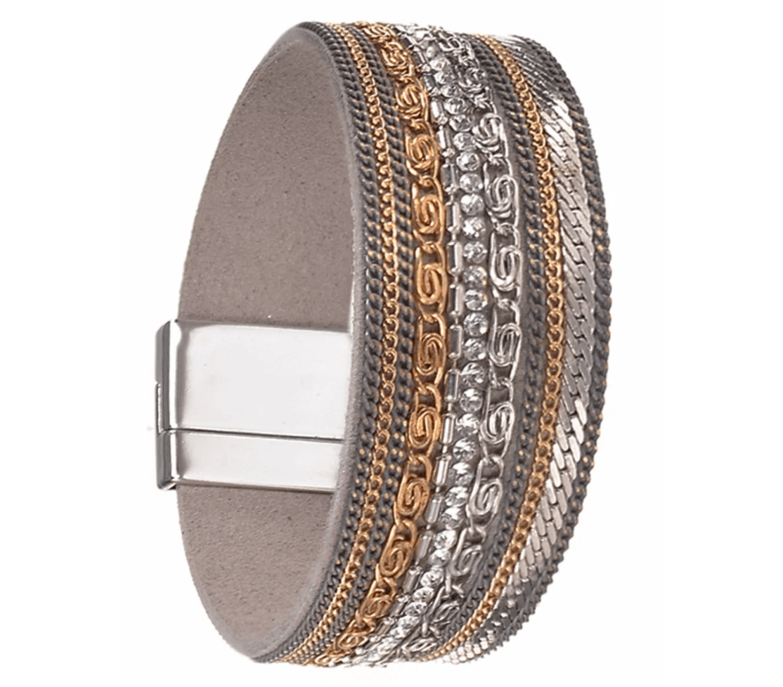 Chain Gang Cuff Bracelet - Silver & Gold