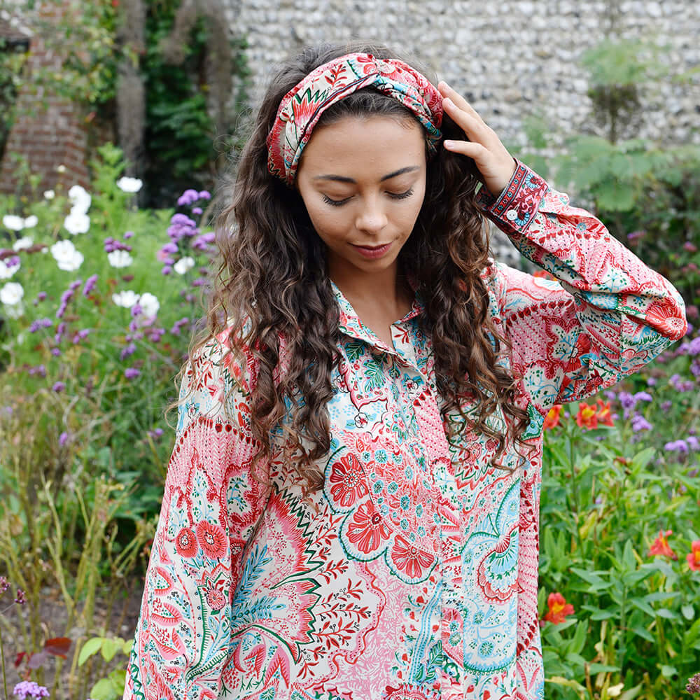 Powellcraft - Cream, Red, Pink & Blue Viscose Headband