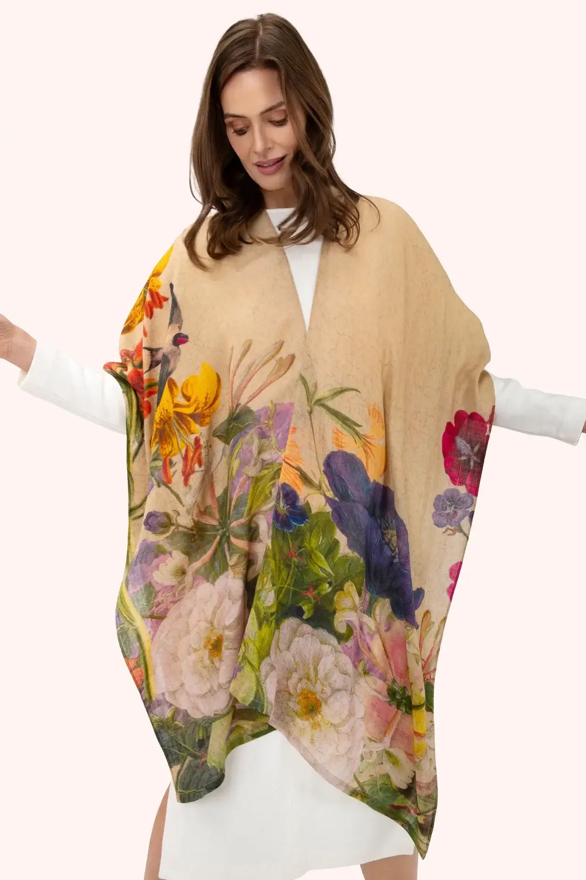 Powder Design Wool Wraparound - Autumn Posy, Cream