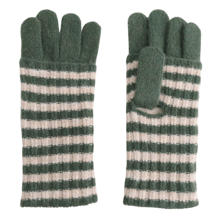 Wool Double Layer Stripes Gloves - 4 colours