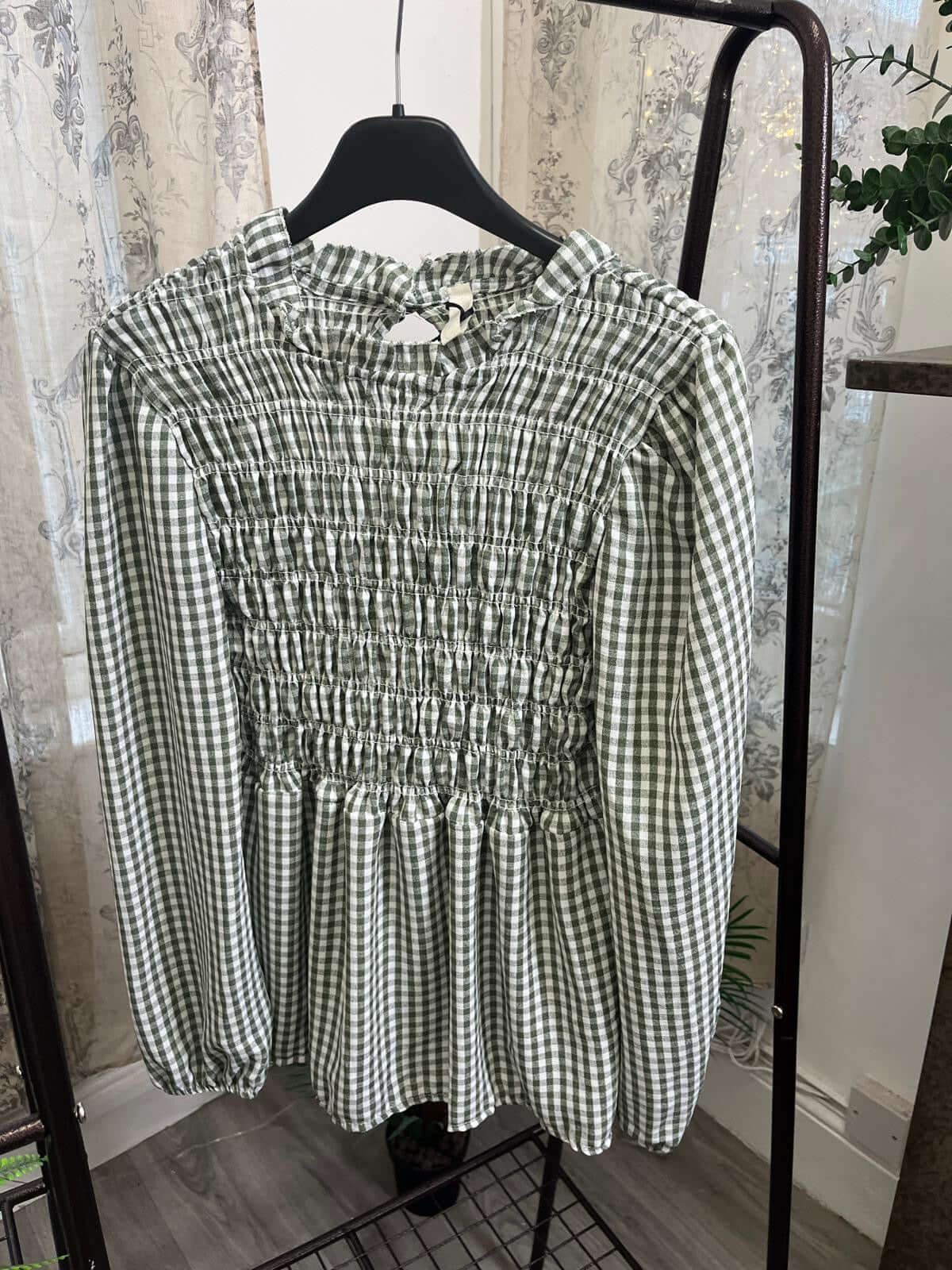 Ladies gingham check blouse