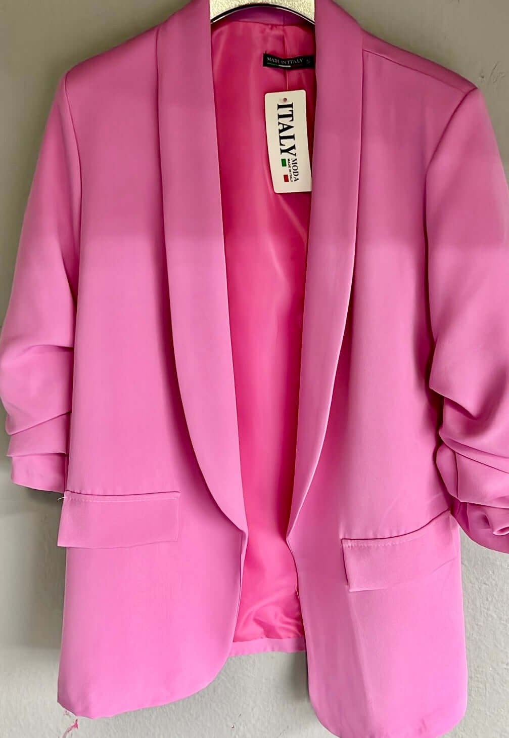Womens Ruched Sleeve Relaxed Blazer