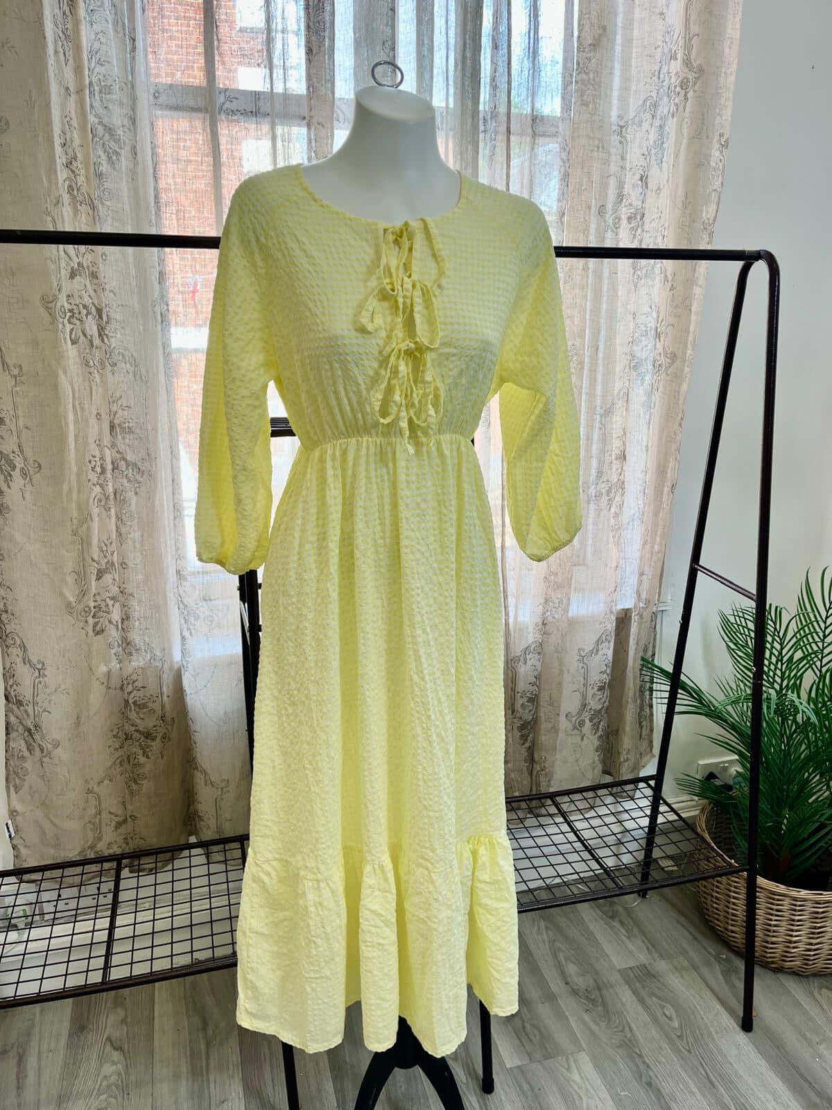 Tie Front Gingham Maxi Dress