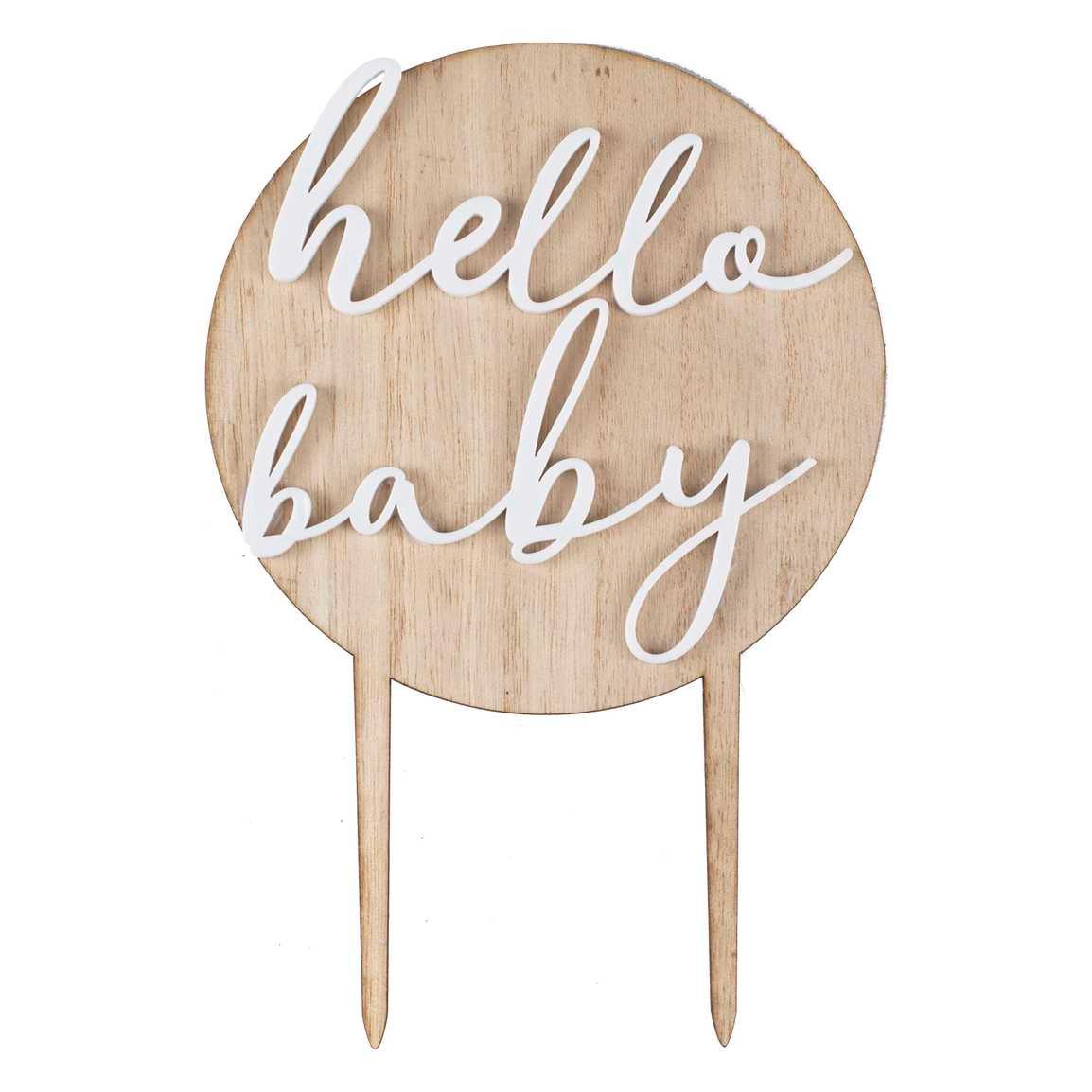 Hello Baby Wood and Acrylic Baby Shower Cake Topper