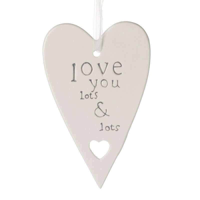Hanging Ceramic Heart Plaque - "Love You Lots"