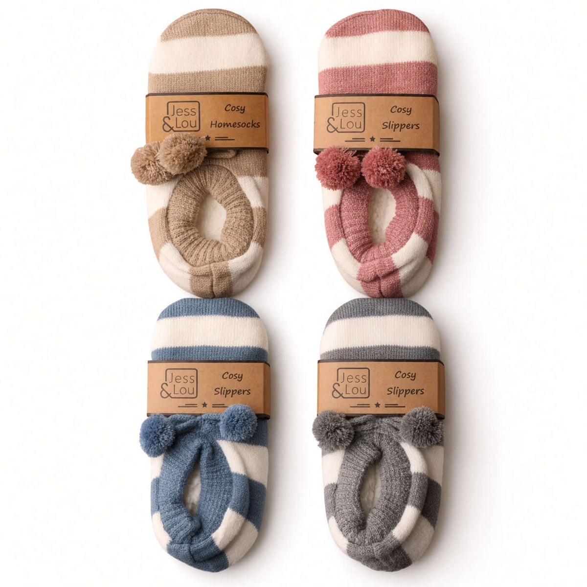 Jess & Lou - Stripe Super Cosy Slippers
