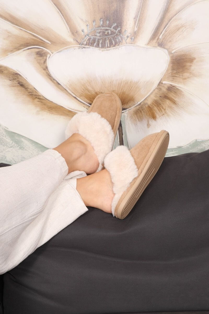 Ladies Faux Fur Lined Mule - 3 colours