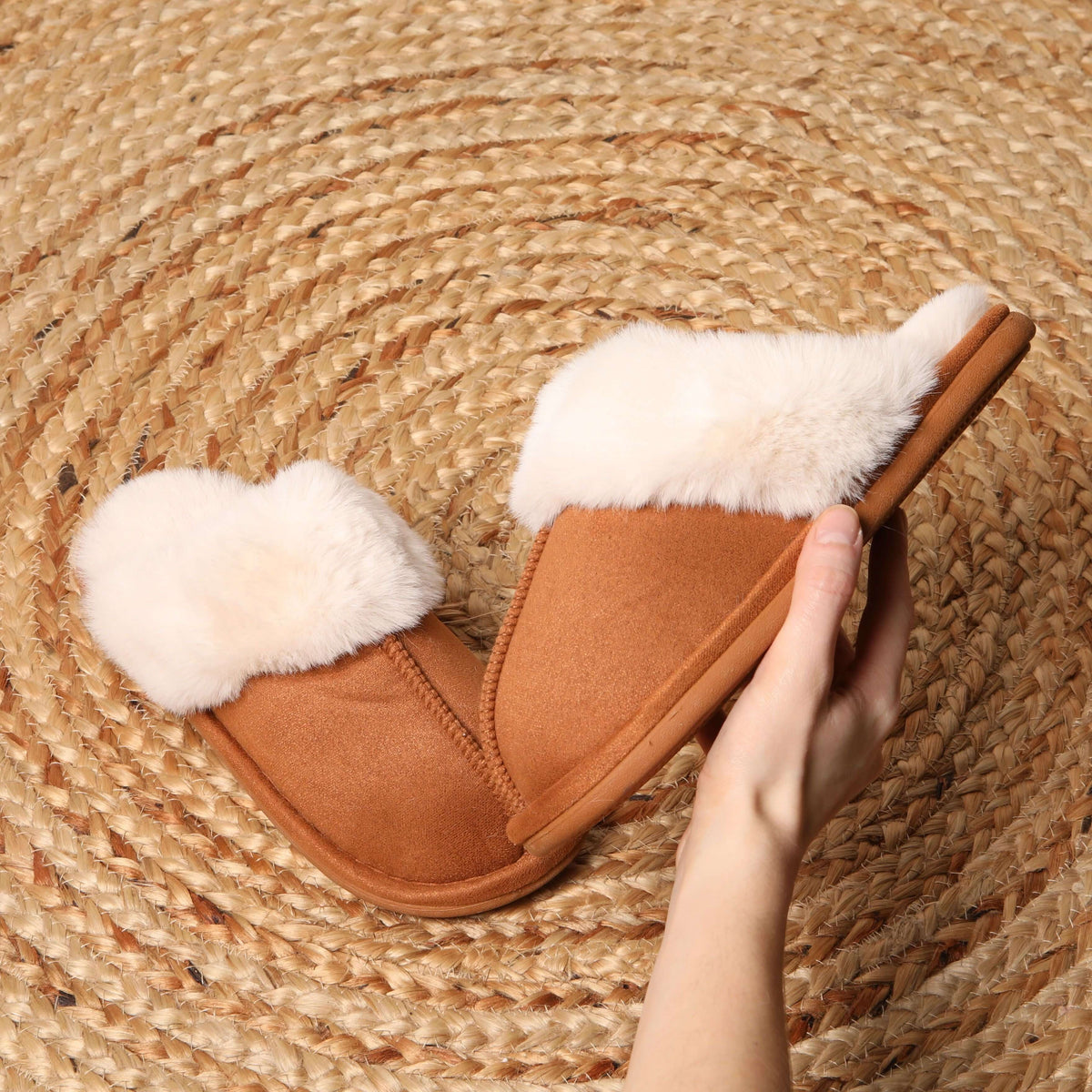 Ladies Faux Fur Lined Mule - 3 colours