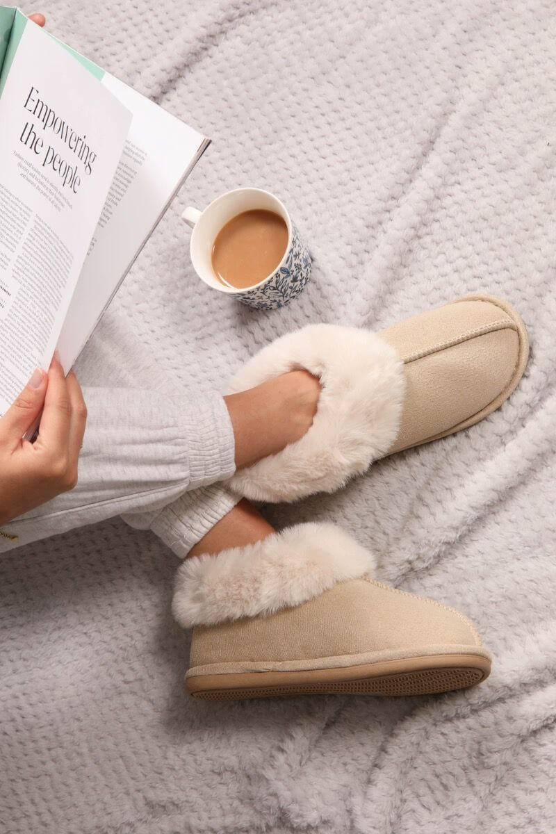 Womens's Faux Fur Lined Full Slipper