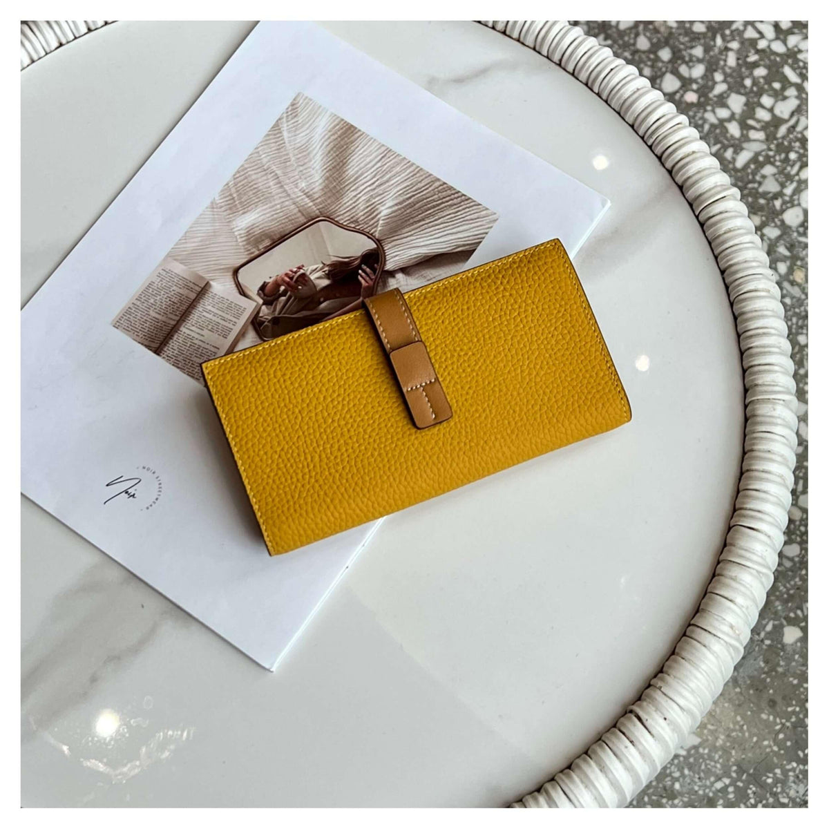 Genuine Leather Two-toned Long Purse with Gift Box
